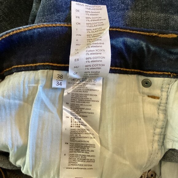 Lindbergh White Mens London Slim Fit Jeans Size 38x34 NWT Distressed Blue‎ Denim - Picture 10 of 10